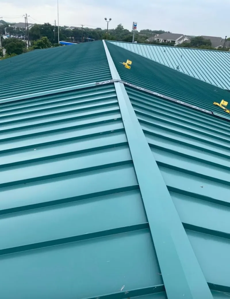 Green commercial metal roof ridge and valley for Metal Roof Repair in Cullman